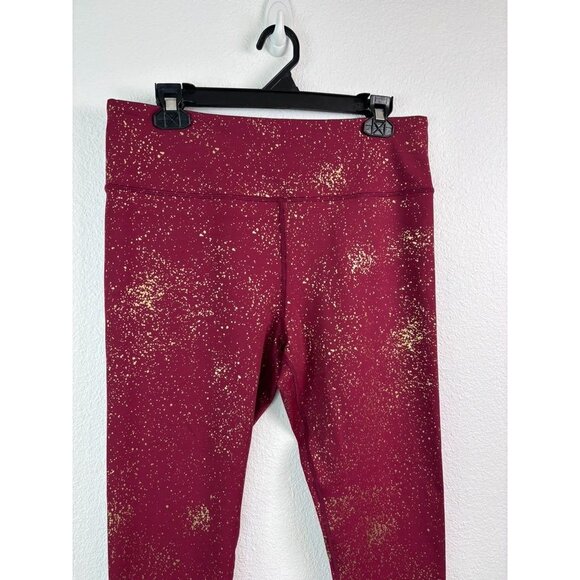 Zyia Active women's 16-18 red gold metallic splatter‎ cropped athletic leggings - Picture 2 of 6